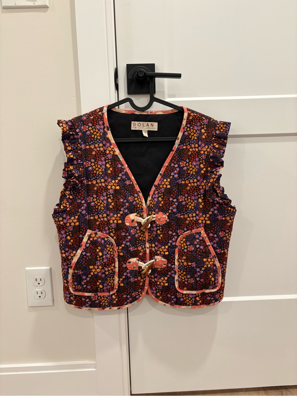 Anthropologie Dolan Printed Ruffled Toggle Vest - Picture 2 of 10